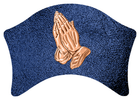 DABAN-516-CP-SH-BL Copper Praying Hands Shimmer Blue